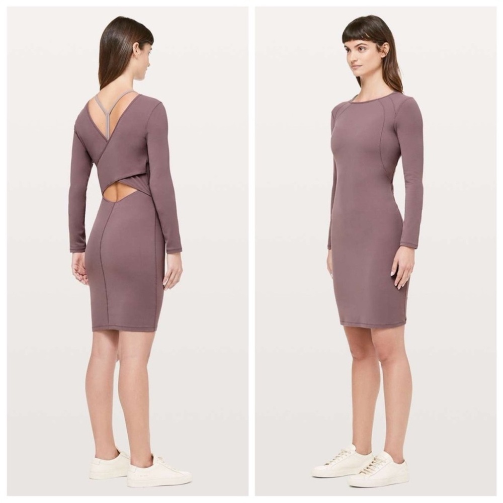 Lululemon Contour Long Sleeve Cutout Cross Back Dress
